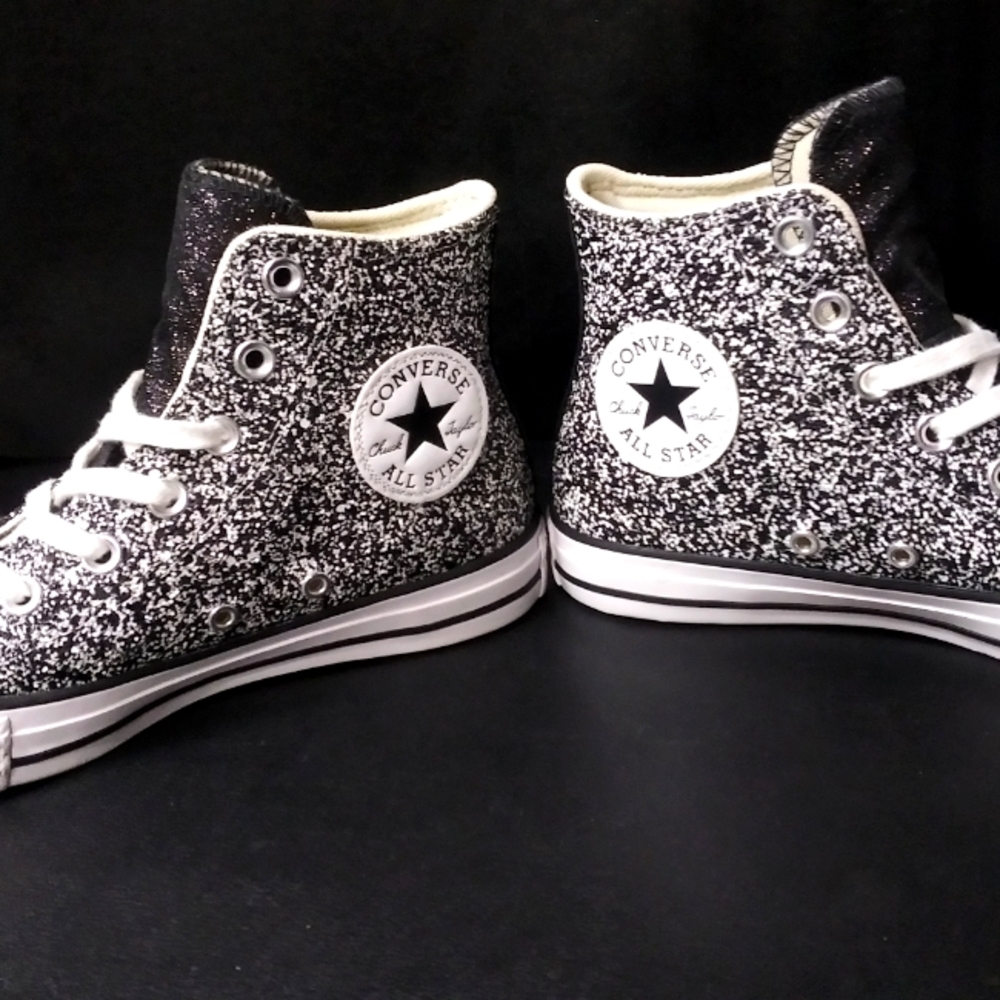 Salt and Pepper Glitter Converse